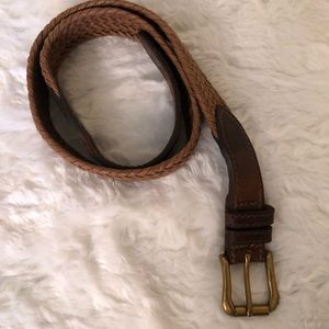 Gap Vintage Genuine Leather Woven Belt with Solid Brass Buckle 32W